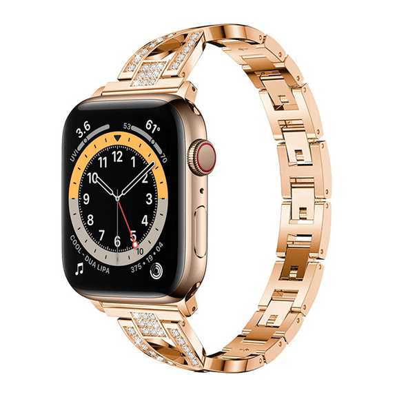 Compatible with Apple Watch Band Bling Diamond Rhinestone Replacement Metal Strap --- Rose Gold( 38/40/41mm)