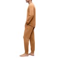 thumbnail image 4 of Dwelliawo Men Pajama Set Long Sleeve Henley Pjs Soft Modal Breathable Button Top Jogger Pants Lightweight Loungewear For Sleeping Daily Rest Khaki M, 4 of 5