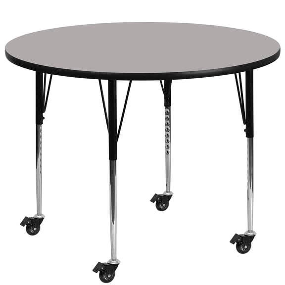 Bowery Hill 31" x 48" Round Mobile Activity Table in Gray