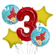 Ariel Balloon Bouquet 3rd Birthday 5 pcs - Party Supplies