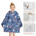 thumbnail image 6 of Blue Baseball Silhouette Pattern Blanket Hoodies for Kids 6-13YR Oversize Wearable Blanket Hoodies for Boys Girls Teens, 6 of 7