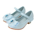thumbnail image 5 of Quealent Girls Mary Jane Dress Shoes Rhinestones Bows Flower Girl Wedding Princess Low Heels Toddler Little Kids Pump Shoes Blue for Size 13.5, 5 of 7