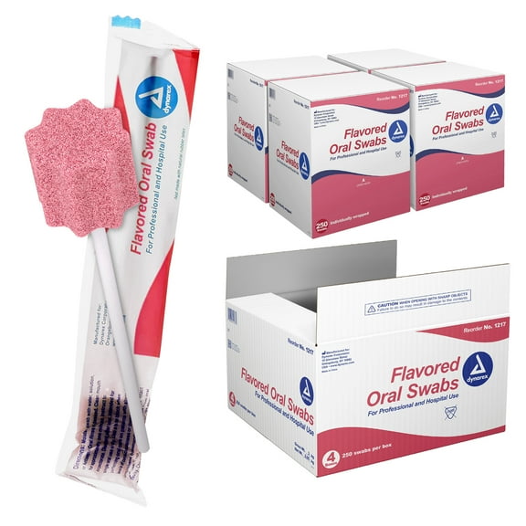 Dynarex Dentifrice-Flavored Swabsticks, Pleasant Tasting Cotton Swabs that Gently Sooth and Refresh Dry Mouth, Individually Wrapped, 1 Case of 1,000 Swabsticks