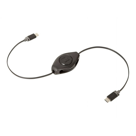 ReTrak Premier ETPRUC - Câble USB - 24 Broches USB-C (M) à 24 Broches USB-C (M) - 2.4 A - 3.2 ft - Rétractable - Noir