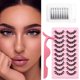 thumbnail image 2 of 10 Pares Pestañas Postizas 3D Efecto D Curl Espesas y Esponjosas con Pinza y Adhesivos Extensiones de Fibra Sintética para Maquillaje Ojos, 2 of 8