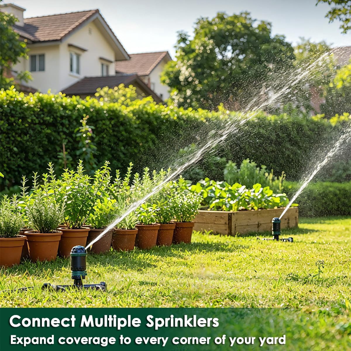 FANHAO Heavy Duty Gear Drive Lawn Sprinkler, Metal Base, 5 Patterns & 360° Rotation, for Large Yard, Flower Beds, Garden