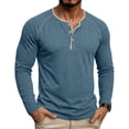 thumbnail image 2 of hotojiny Men's Long Sleeve Henley Shirts Cotton 3-Button Spring Casual T-Shirts Comfy Crew Neck Soft Muscle Tops(Navy,Medium), 2 of 7