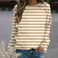 thumbnail image 2 of Jinhomg Womens Drop Shoulder Sweatshirt 2024 Fashion Striped Crew Neck Tops Fall Casual Comfy Long Sleeve Pullovers 2024 Trendy Going Out Wear Lightning Deals of Today Yellow XL, 2 of 5