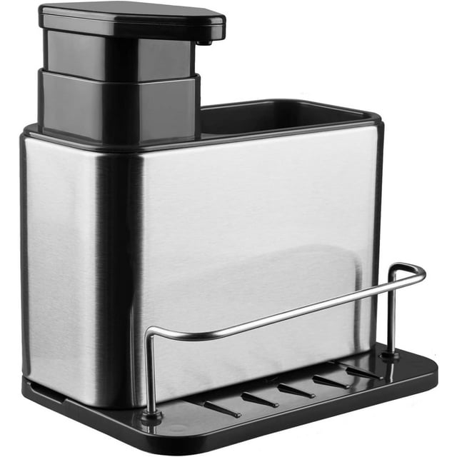 Dispensador de jabón de fregadero de cocina 3 en 1 soporte de esponja antióxido fregadero de acero inoxidable almacenamiento estante de drenaje
