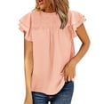 thumbnail image 1 of B91xZ Hauts à Manches Courtes pour Femmes Col Rond Décontracté Chemises Ajustées, Rose m, 1 of 4