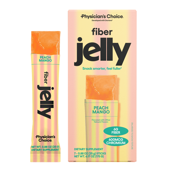 Physician's Choice Fiber Jelly Sticks for Fullness & Digestion - Peach Mango - 7 Sticks
