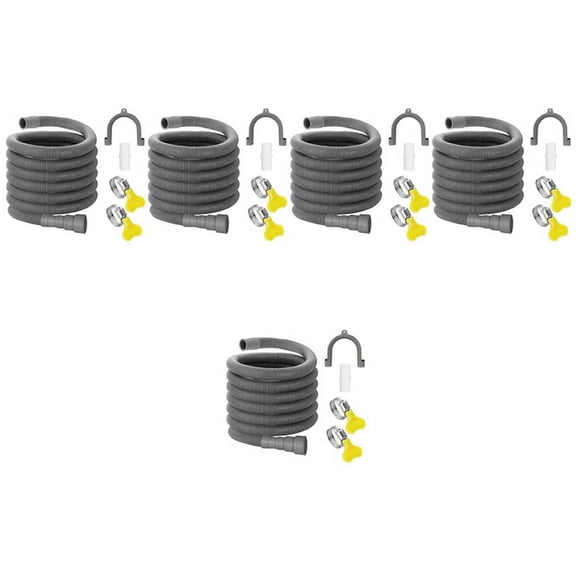 5X Drain Hose Extension Set Universal Washing Machine Hose 10Ft, Include Bracket Hose Connector and Hose Clamps