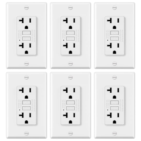 GFCI Outlets ELECTECK, paquete de 6 amperios, no es resistente a manipulaciones, color blanco
