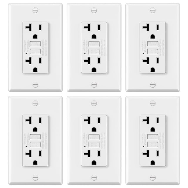 GFCI Outlets ELECTECK, paquete de 6 amperios, no es resistente a manipulaciones, color blanco