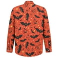 thumbnail image 5 of Domuza Button Down Shirt Men Long Sleeve Halloween Novelty Novelty Print Loose Fit T-Shirt Casual Lightweight Lapel Top for Halloween Party Orange 3XL, 5 of 7