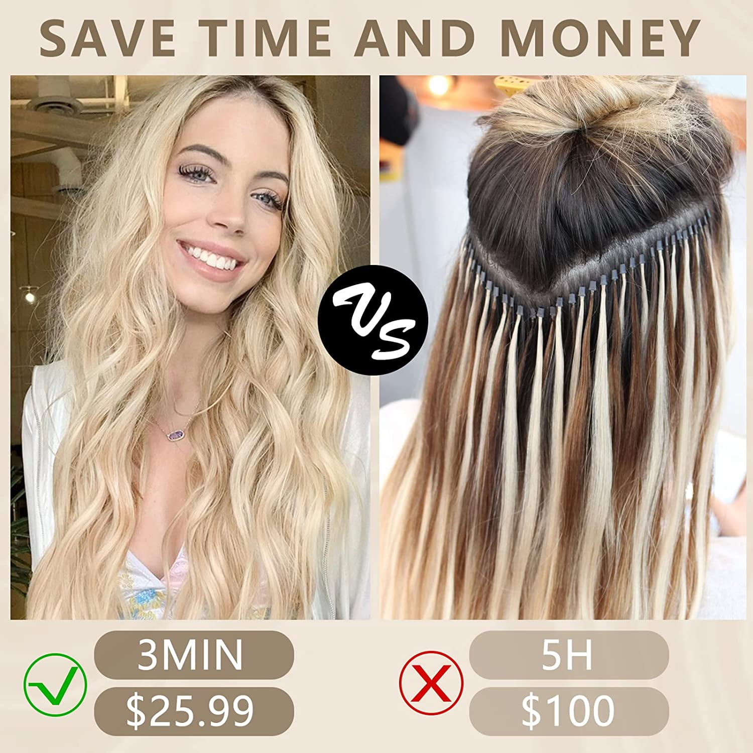 Clip in Long Wavy Synthetic Hair Extension 20 Inch Blonde  display picture 3