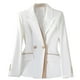 thumbnail image 2 of Blazer para mujer, color sólido, manga larga, solapa, botón, temperamento, traje, chaqueta, parte superior de poliéster para mujer, 2 of 7
