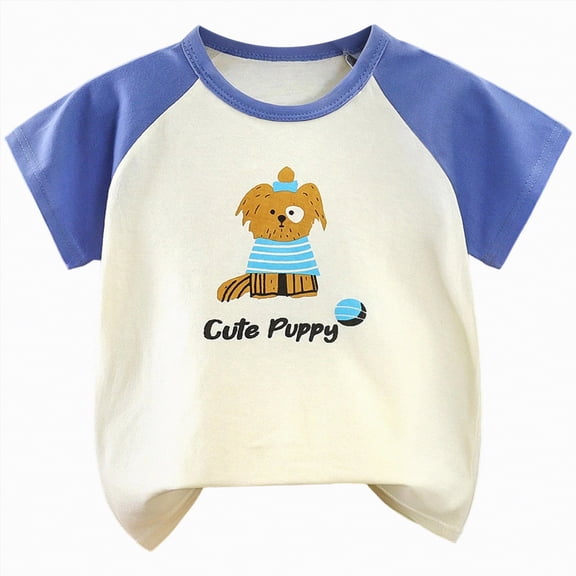 Kogui Toddler Boys Shirts Graphic T-Shirt for Boys Girls, Crewneck Casual Breathable Short Sleeve Tops Tee Shirt Tshirt for Kids 4T 5T (Blue,4-5 Years)