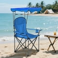 thumbnail image 3 of Sophia & William Folding Camping Chairs with Canopy Shade Portable Outdoor Beach Chairs with Storage Pocket and Cup Holder, Blue, 3 of 11