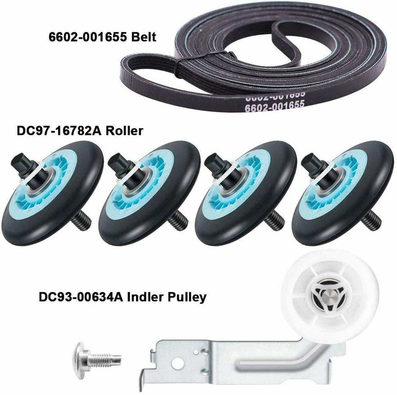 Details about   DC97-16782A DC97-07523B DC93-00634A 6602-001655 Samsung Belt Roller Idler Kit 