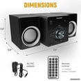 thumbnail image 3 of Magnavox MM442 Sistema de estante para CD de carga superior de 3 piezas con radio estéreo FM PLL digital, tecnología inalámbrica Bluetooth y control remoto en negro | Luces azules | Pantalla LED | Com, 3 of 5