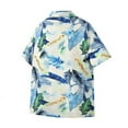 thumbnail image 4 of Stamzod Mens Vacation Outfits 2 Piece Summer Plam Printed Short Sleeve Hawaiian Shirts and Shorts Casual Loose Oversized Beach Short Sets for Men Light Blue XXXL, 4 of 8