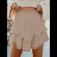 thumbnail image 5 of Boho Ruffle Tiered Skorts High Waist Mini Skirts Khaki XL, 5 of 6