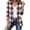 Coffee, variant on Womens Plaid Blazer Ruffle Trim Light Check Collared Shirt Coat Long Sleeve Double Breasted Open Front Jacket Lightweight Spring Outwear Comfy Top Comfy Casual Spring Layering Top