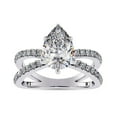 thumbnail image 2 of Pear Cut Diamond Engagement Wedding Ring, Split Shank Diamond Ring, Pave Set Criss Cross Diamond Anniversary Ring, Solitaire With Accents Ring, 14K White Gold Plated, 2.3 Ct Simulated Diamond, 2 of 4