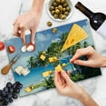 thumbnail image 4 of Travel Cutting Board, Caribbean Island Overlook with Palm Tree and Ocean Exotic Travel Destination Print, Decorative Tempered Glass Cutting and Serving Board, Large Size, Cream Blue, by Ambesonne, 4 of 5