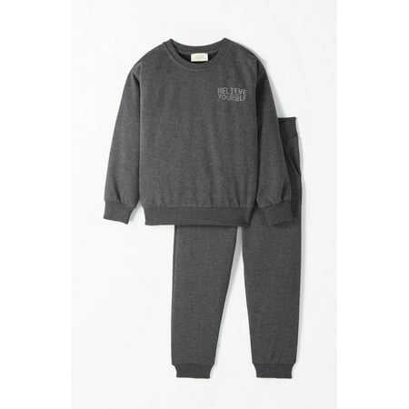 

June Boys Slogan Printed Tracksuit Suit EU 4 - 5 Years Size in Anthracite