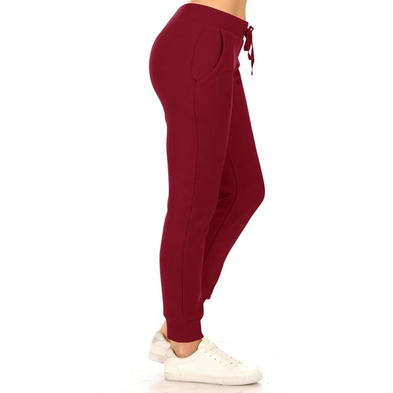 Women s Drawstring Comfy Fleece Solid Elastic Side Pocket Jogger