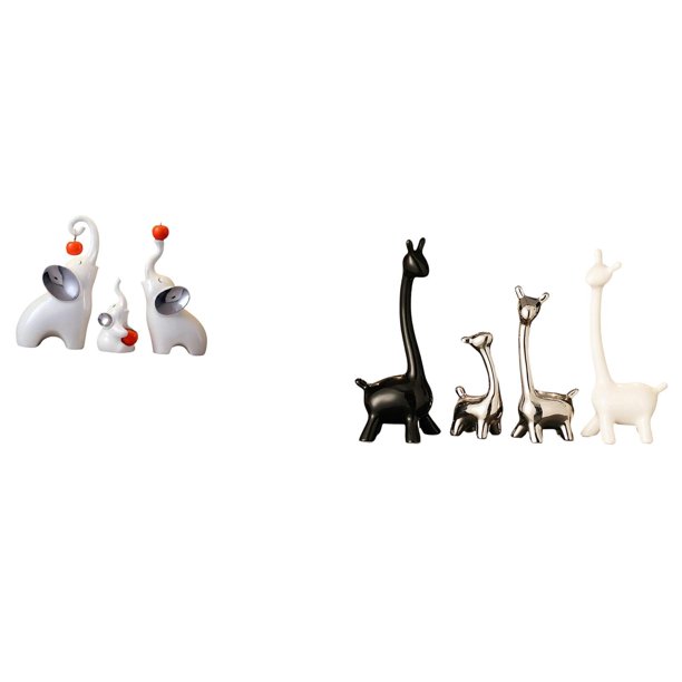 Esculturas De Elefante Y Jirafa, Estatuas De Animales De Cerámica, Figuras Creativas, Artesanías Familiares, Centros De Mesa Modernos, Decoraciones De Escritorio Para Escritorio, Sala De