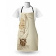 thumbnail image 3 of Nautical Apron, Sailing Ship Floating on Wavy Ocean Sketch Art Flying Birds Sunset Scenery, Unisex Kitchen Bib with Adjustable Neck for Cooking Gardening, Adult Size, Tan Brown, by Ambesonne, 3 of 4