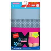 Hanes Womens X-Temp Constant Comfort 3-Pack Microfiber Modern Boyshorts, 6