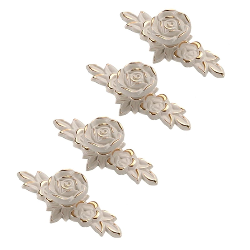 8 Pcs Euro Roses Cabinet Knobs with Backplate, Flower Drawer Pull Handles for Dresser Vanity Nightstand Cupboard