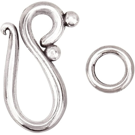 1 Box 40 Set S Ring Toggle Clasps Drop Tibetan Silver S Hook Ring Jewelry Clasps Connectors for Necklace Bracelet DIY Crafts