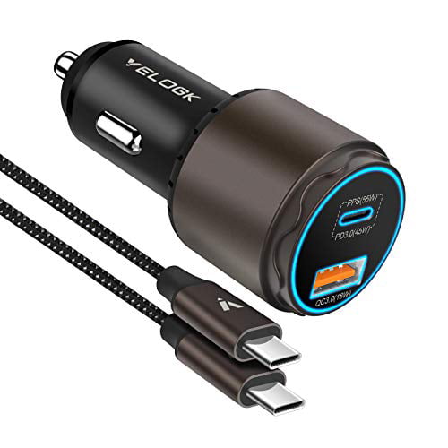 2020/2018 iPad Pro/Air VELOGK 25W PD PPS USB C Wall/Car Charger for Samsung Galaxy S21/S20/Plus/Ultra/Note 20/10/A71 3.3ft Super Fast Charger Type C Kit with 2X Nylon-Braided USB C-to-C Cable 