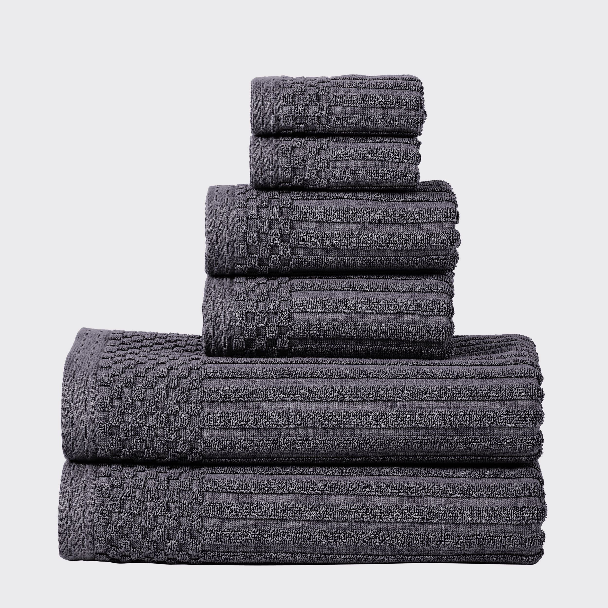 Superior Textured Stripe Soho 6Piece Towel Set Navy Blue Walmart