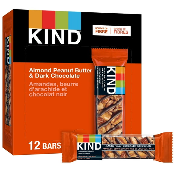 KIND Almond Peanut Butter & Dark Chocolate, 40g, 12 Count, KIND Nut Bar