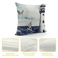 thumbnail image 4 of PHYHOO  Lighthouse Throw Pillow Cushion Cover, Nostalgic Watercolors with Gull Anchor Lighthouse Nautical Theme, Decorative Square Accent Pillow Case,  Navy Blue White, 4 of 5
