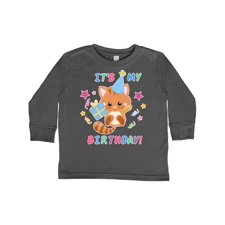 

Inktastic Its My Birthday with Kitten Stars and Confetti Gift Toddler Boy or Toddler Girl Long Sleeve T-Shirt