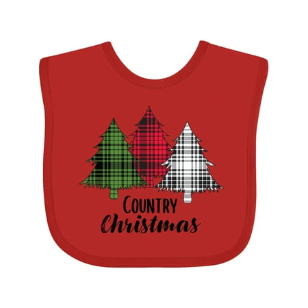 

Inktastic Country Christmas Plaid Trees Boys or Girls Baby Bib