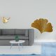 thumbnail image 2 of Figura de pájaros,Figura de pájaro dorado,decoración del hogar,estatua de animal,Esculturas de pared de hojas,Esculturas de pared de hierro forjado con hojas de ginkgo,Escultura de pared con, 2 of 8