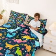 thumbnail image 3 of Feelyou Rainbow Cartoon Dinosaur Queen Sheet Sets for Boys Girls, Vibrant Prehistoric Wildlife Bed Set, Blue, 4pcs, 3 of 5