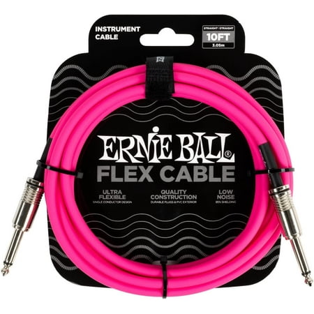 Ernie Ball Flex Instrument Cable Straight/Straight 10ft - Pink