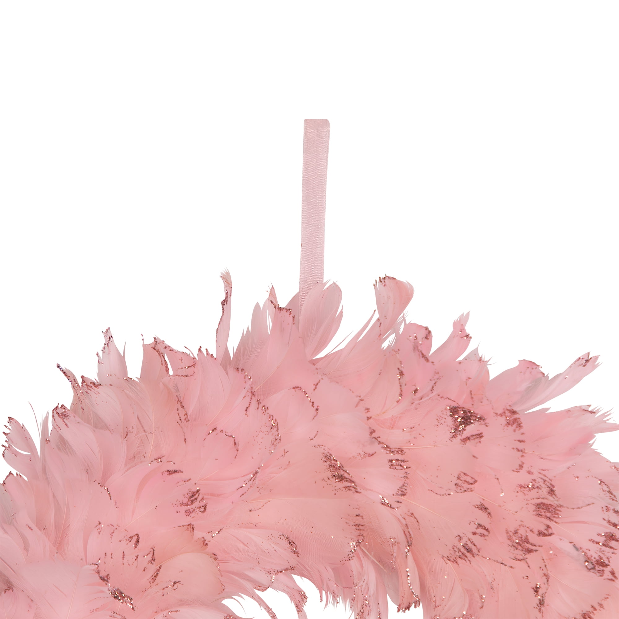 Northlight Glittered Feathers Small Artificial Christmas Wreath - 14.5" - Unlit - Pink