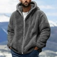 thumbnail image 2 of JTieacloth Men's Coats Men's Casual Sweatshirt Zipper Hoodie Loose Warm Coat Winter Top Slim Coat Long Sleeve Hooded Sweatshirt Top Jacket Gray, 2 of 5