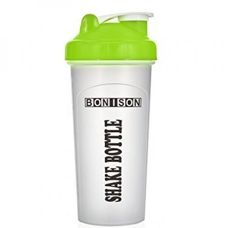 Bonison 20 OZ Green Color BPA and Phthalate-free Plastic Leak Proof Bottle Twist Cap Shaker Screw Top Wire Whisk Mixers Protein Smoothies Shakes Mix Powders Shaker Bottle
