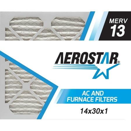 Aerostar 14x30x1 MERV 13, Pleated Air Filter, 14x30x1, Box of 6, Made in the USA